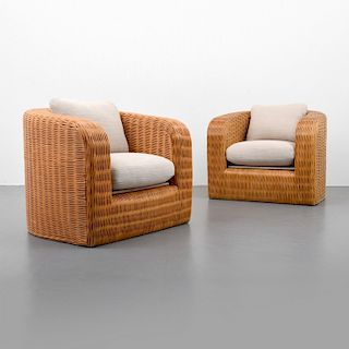 Pair of Karl Springer Pullman Lounge Chairs