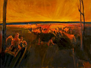 Henrietta Berk, oil, Sunset Landscape