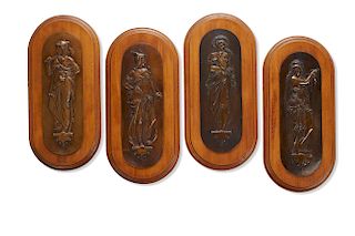 Four bronze relief plaques of goddesses