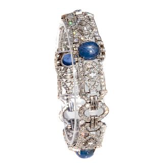 An Art Deco Star Sapphire & Diamond Bracelet