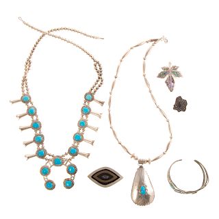 A Selection of Sterling Jewelry with Turquoise