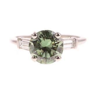A 2.55ct Treated Green Diamond Ring in Platinum
