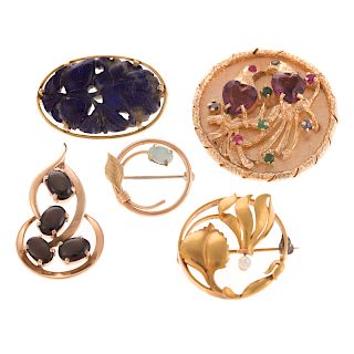 A Ladies Collection of Pins and Brooches in 14K