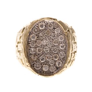 A Gent's 18K Pave Diamond Ring