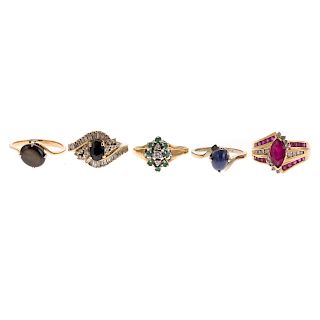 A Collection of Ladies Gemstone Rings in 14K Gold