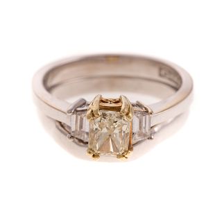 A Yellow & White Diamond Engagement Ring Set