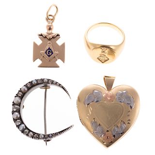 A Selection of Vintage Jewelry with 18K Crest Ring