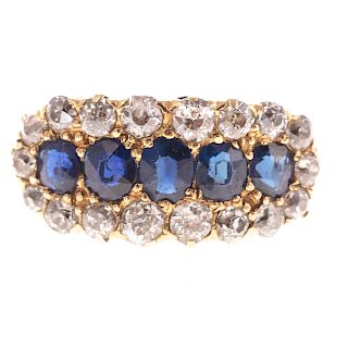 A Victorian Sapphire & Diamond Ring in 18K