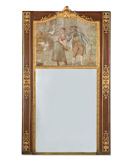 A Louis XVI style giltwood trumeau mirror