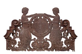 A cast iron armorial architectural element