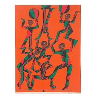 Howard Smith. "Acrobats," Acrylic on Fabric