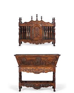 A Louis XV Provincial panetiere and dough bin