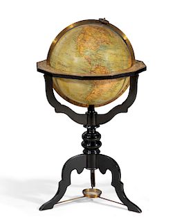 Felkl & Sohn terrestrial globe on ebonized stand