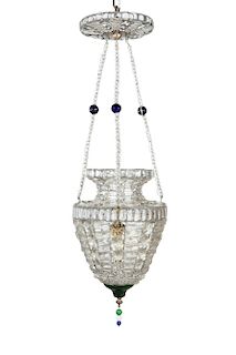 A Continental faceted glass chain lantern