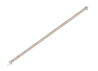 A diamond and platinum line bracelet