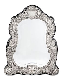 A large Victorian sterling silver table mirror