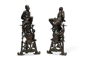 Pair of Renaissance style bronze andirons, Tacca
