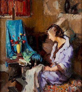 Gladys Nelson Smith, oil, Woman in purple