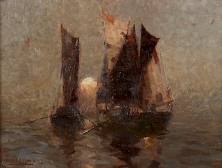 Frank Henry Algernon Mason, oil, Moonrise, 1898