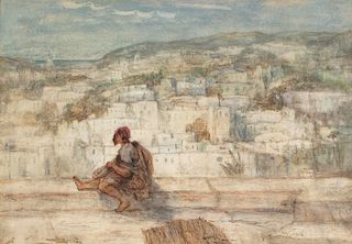 Jozef Israels, watercolor, View of Tangier