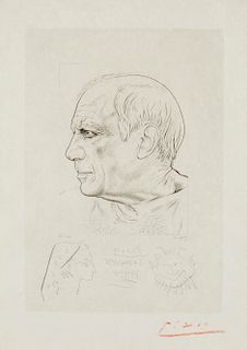 Picasso, Lemagny, etching, Portrait de Picasso 