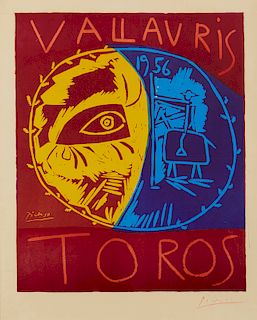 Pablo Picasso, linocut, Toros - Vallauris