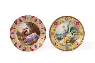 Two Vienna style porcelain cabinet plates
