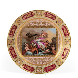 Vienna style porcelain charger Abduction of Europa