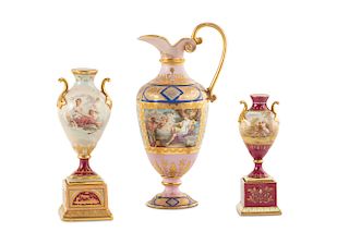 Three Vienna style porcelain articles 