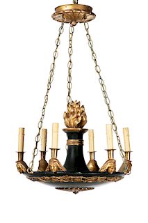 Swedish Neoclassical gilt and painted chandelier