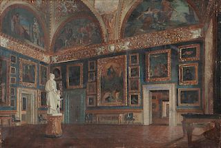 English School, oil, A Gallery Interior