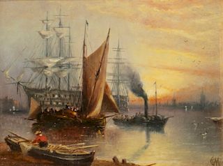 Claude T. Stanfield Moore, oil, The Pilot Tug