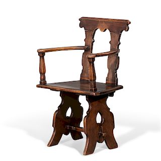 A Continental Baroque walnut armchair