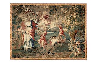 A Flemish Baroque mythological tapestry fragment