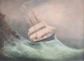 Attr Clement Drew, oil, Ship on rough seas