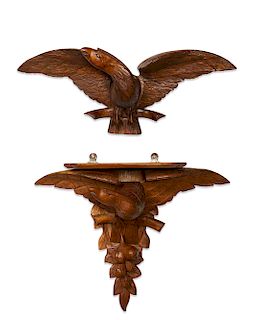 Two American folk art carved models of eagles