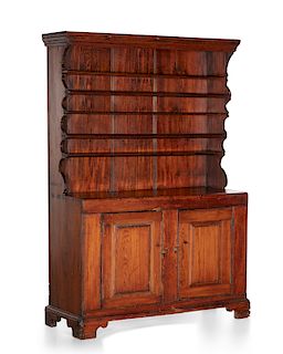 An American pine stepback cupboard, 18th century