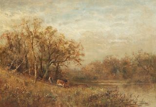 James C. Thom, oil,Country landscape