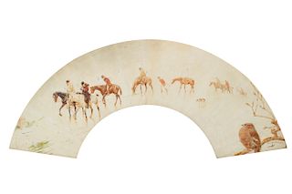 Jean-Richard Goubie, watercolor, equestrians
