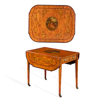 A George III paint decorated satinwood pembroke table 