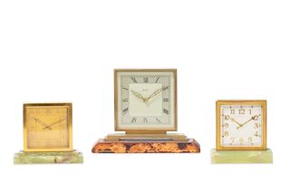 Three Art Deco table clocks, Tiffany & Co, Bentima