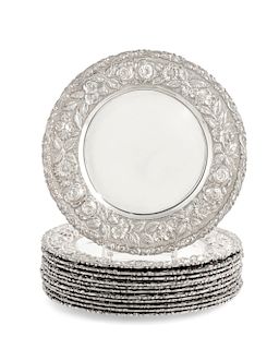 Set of twelve Baltimore silver dinner plates