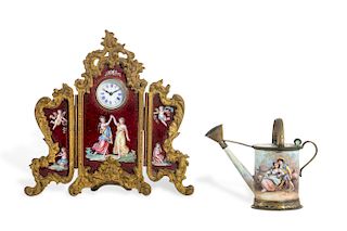 Two Viennese enamel miniature cabinet pieces