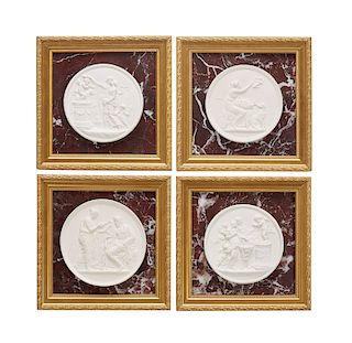 Eight Grand Tour style bisque and marble plaques