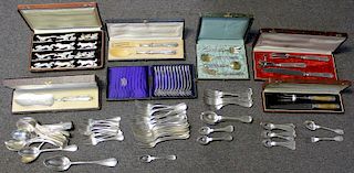 SILVER & SILVERPLATE. Assorted Grouping of Cutlery