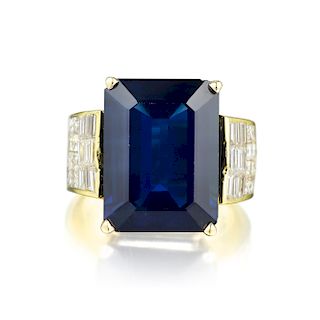 A 17.25-Carat Sapphire and Diamond Ring