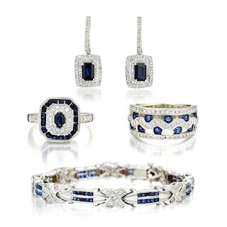A Group of Sapphire and Diamond Jewelry