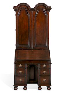 A Queen Anne style mahogany secretary cabinet