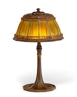 A Tiffany Studios Linenfold table lamp, 1937, 612