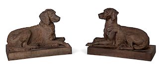 Pair of French cast iron dogs, J.J. Ducel 